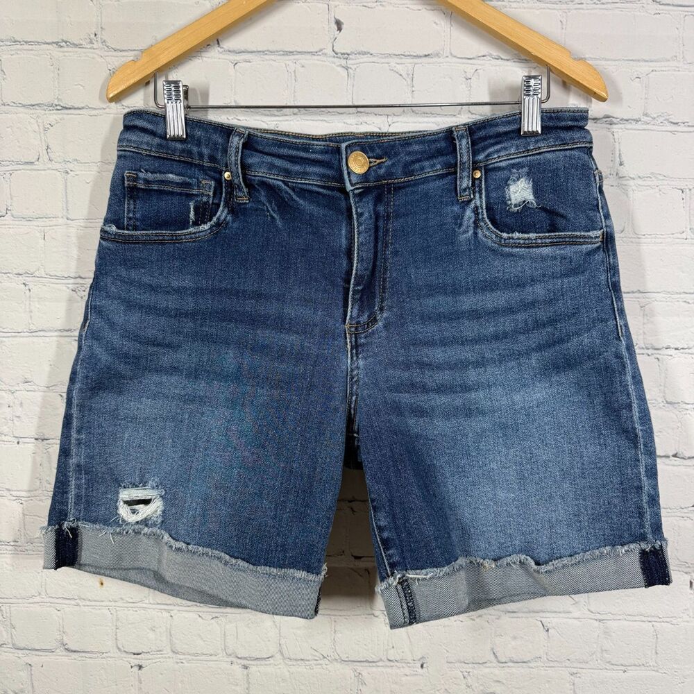 Kut From The Kloth Catherine Boyfriend Shorts Women 12 High Rise Blue Denim Cuff - Picture 2 of 10